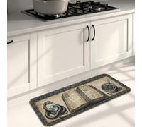 Alfombrillas de cocina de mortero y mortero para piso, libro de recetas vintage de hierbas de granja, color beige, cómodas, lavables, para fregadero, lavandería, entrada, pasillo, 16 x 47 pulgadas