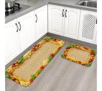 Alfombrillas de cocina de pasta vegetal, coloridas alfombras suaves de estilo italiano, alfombras lavables de verano antideslizantes para fregaderos de cocina, lavandería, baño, 2 unidades
