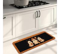 Alfombrillas de cocina fantasma para piso, calabazas festivas y fantasías, caramelos, maíz, Halloween, color negro, cómodas, lavables, acolchadas, para fregadero, lavandería, entrada, pasillo, 16 x 47