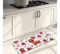 Alfombrillas de cocina para el día de San Valentín, diseño de corazón de perro salchicha, tapetes suaves, lavables y antideslizantes para fregaderos de cocina, lavandería, baño, 16 x 47 pulgadas