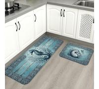 Alfombrillas de cocina rústicas vintage con diseño de criaturas marinas para suelo, alfombras suaves náuticas de cangrejo azul, acolchadas y cómodas, lavables para fregaderos de cocina, lavadero, baño