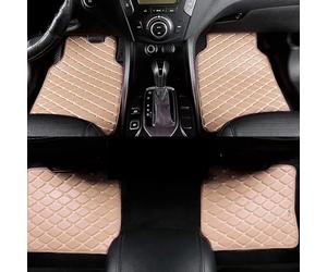 Alfombrillas De Cuero SintéTico para Bugatti Chiron Coupe 2016 2017 2018 2019 2020 2021- - Resistentes Al Polvo, Al Agua Y Antideslizantes - Suave Y CóModo,Beige