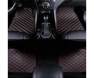 Alfombrillas De Cuero SintéTico para Lamborghini Countach LPI 800-4 Coupe 2022 2023 2024 2025- - Resistentes Al Polvo, Al Agua Y Antideslizantes - Suave Y CóModo,Black-Red