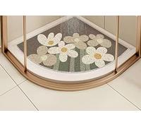 Alfombrillas de ducha de esquina antideslizantes, alfombra de baño cuadrante de lufa para zonas húmedas del baño, alfombra curvada decorativa de masaje de secado rápido (marrón, 80 x 80 m)