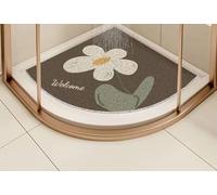 Alfombrillas de ducha de esquina antideslizantes, alfombra de baño cuadrante de lufa para zonas húmedas de baño, alfombra curvada decorativa de masaje de secado rápido (blanco, 80 x 80 m)