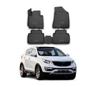 Alfombrillas de goma compatibles con Kia Sportage 2010-2016 - 3D Matt atrapa la suciedad, impermeables, antideslizantes, ajuste de goma, color negro