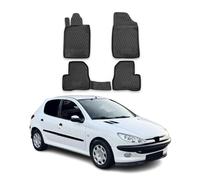 Alfombrillas de goma compatibles con Peugeot 206 1998 - 2009, Alfombras Coche, 3D Matt atrapa la suciedad, impermeable, antideslizante, ajuste de goma, alfombrillas antideslizantes negras
