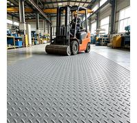 Alfombrillas de goma de vinilo antideslizante para garaje, diseño de placa de diamante, protección duradera para uso en interiores y exteriores, ideal para la industria y el comercio