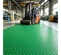 Alfombrillas de goma de vinilo antideslizante para garaje, diseño de placa de diamante, protección duradera para uso en interiores y exteriores, ideal para la industria y el comercio