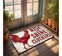 Alfombrillas de interior para puerta delantera, diseño de gallo llamado matutino: ¡Levántate y brilla! Felpudo para exteriores, divertido tapete de cocina (65 x 90 cm)