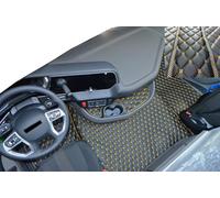 Alfombrillas de piso adecuadas solo para DAF XF a partir de 2022 - Asiento plegable del pasajero - Negro/Dorado