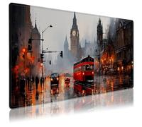 Alfombrillas de ratón para escritorio, pintura grande de Londres bajo la lluvia en un abstracto gigante, alfombrilla de mouse con base de goma antideslizante, borde cosido para el trabajo, juegos,