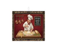 Alfombrillas de secado de platos de pan rojo clásico para mostrador de cocina, alfombra de drenaje absorbente de chef rústico, almohadilla de secado de microfibra para barra de café, 16 x 18 pulgadas