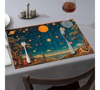 Alfombrillas de silicona para encimera de cocina, un paisaje surrealista con planetas, manteles individuales decorativos de Pascua (1 unidad)