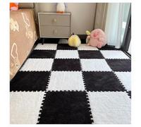 Alfombrillas De Suelo De Felpa Eva para Niños Tapetes Puzzle Multifunción Cojines De Rompecabezas Reemplazables Juego Interior Y Exterior(Black+White,4 pcs)