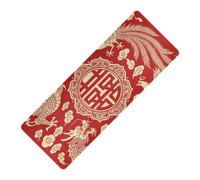 Alfombrillas de yoga con estampado de dragón y fénix de doble felicidad chino para entrenamiento en casa de 1 mm de grosor para el hogar, antideslizante, con tapete de almacenamiento para ejercicio de