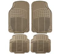 Alfombrillas para automóvil, Color Beige, Ajuste Universal, Goma Resistente para Todo Tipo de Clima, se Adapta a la mayoría de Coches, SUV y Camiones, 4 Piezas (Juego Completo Recortable) FH Group