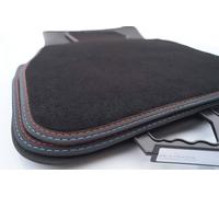 Alfombrillas para BMW Serie 4 Coupé G22 y Cabrio G23 M4 (a partir de 2020), terciopelo, doble costura, color rojo y azul, 4 alfombrillas originales con velcro fijación