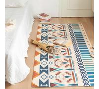 Alfombrillas para casa, patrón geométrico azul marrón, rectangular, moderno, para sala de estar, dormitorio, pasillo, comedor, decoración, 65 x 150 cm