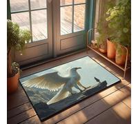 Alfombrillas para casa, un pájaro blanco gigante que se encuentra en un acantilado con vistas a una persona, felpudo para decoración de habitación emo, tapetes personalizados para puerta exterior (40