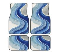 Alfombrillas para Coche con diseño de Acuarela Abstracta con Pinceladas Azules y Plateadas, 4 Piezas, duraderas, Antideslizantes, Impermeables, con Ajuste Universal para Coche, sedán, SUV y camioneta