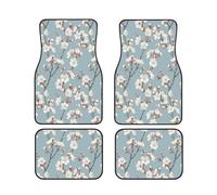 Alfombrillas para Coche con Estampado de Flores de Cerezo en Color Blanco Rosado, Juego Completo, Antideslizantes, para decoración del Coche.