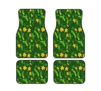 Alfombrillas para Coche con Estampado de Pepino y Flores Amarillas, Juego Completo, Antideslizantes, para decoración del Coche.