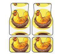 Alfombrillas para Coche Universal Bird's Nest Golden Chicken Print, Juego de Cuatro Piezas, Elegantes y duraderas.