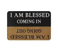 Alfombrillas para interiores, alfombra de entrada interior de pasillo | Felpudo de puerta al aire libre, con texto en inglés "I Am Blessed Coming In I Am Blessed Going Out"