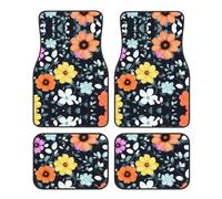 Alfombrillas universales para Coche con Estampado de Flores Coloridas, Juego de Cuatro Piezas, Elegantes y duraderas.