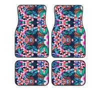 Alfombrillas universales para Coche con Estampado de Flores Tropicales, Juego de Cuatro Piezas, Elegantes y duraderas.