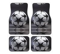 Alfombrillas universales para coche, elegante juego de cuatro piezas para SUV, sedán, furgoneta, camión, diseño de fútbol en blanco y negro