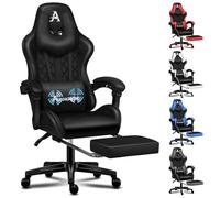 ALFORDSON Cómoda Silla de Oficina para Juegos, reposapiés Integrado, cojín Lumbar, Ajuste de inclinación de 150°, Asiento de Cuero con Respaldo Alto, Cuero PU, Negro