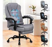 ALFORDSON Silla de Oficina Ergonómica para Computadora y Juegos - Respaldo Alto con Soporte Lumbar, Asiento Ajustable Giratorio y Ruedas,Tela de Lino,Gris
