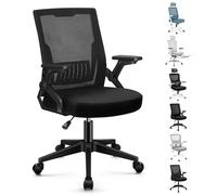 ALFORDSON Silla de Oficina Ergonomica, Respaldo Fijo con Soporte Lumbar, Asiento en Malla de Alta Densidad, Reposabrazos Abatibles, Altura Ajustable, Capacidad 180kg, Conrad, Negro