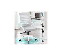 ALFORDSON Silla de Oficina, Soporte Lumbar, Respaldo de Malla y Tela Transpirable, Reposabrazos Ajustables y Abatibles, Espuma de Alta Resiliencia, 180kg para Hogar y Juegos, Wale, Blanco y Gris