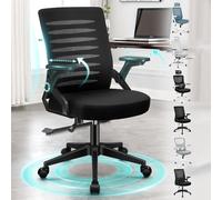 ALFORDSON Silla de Oficina, Soporte Lumbar, Respaldo de Malla y Tela Transpirable, Reposabrazos Ajustables y Abatibles, Espuma de Alta Resiliencia, 180kg para Hogar y Juegos, Wale, Negro