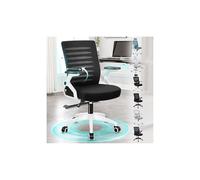 ALFORDSON Silla de Oficina, Soporte Lumbar, Respaldo de Malla y Tela Transpirable, Reposabrazos Ajustables y Abatibles, Espuma de Alta Resiliencia, 180kg para Hogar y Juegos, Wale, Negro y Blanco