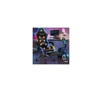 ALFORDSON Silla Gaming con Masajeador y Luces LED, Altura Regulable Cadeira con Apoyo Lumbar y Reposacabezas, Silla Gamer Ergonómica para Escritorio Respaldo Inclinable hasta 150°, Cuero PU(Negra)