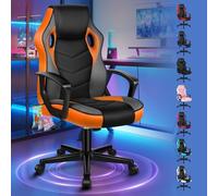 ALFORDSON Silla para Juegos, Silla de Carreras para computadora, Silla ergonómica ejecutiva giratoria con Ruedas de Cuero sintético y Tela para Escritorio de Oficina para el hogar, Color Naranja