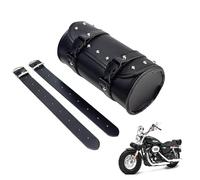 Alforja De Motocicleta, Bolsa Herramienta Motocicleta Cuero, Bolsa Universal para Sillín de Moto, Bolsa Moto, con 2 Correas Sujeción, para Mayoría De Motocicletas y Coche Todoterreno (Negro 21cm)