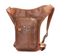Alforja Moto Bolsa Bolsa De Almacenamiento Universal Motocicletas Bolsa Cartuchera Pu Cinturón Cadera Y Muslo Riñoneras Para Hombre Accesorios Motocross 3 Colores(Light Brown)