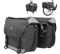 Alforjas Bicicleta con Bandas Reflectantes y Cubierta Antilluvia, Bolsa Bicicleta Doble Impermeables, Alforja Asiento Trasera Portaequipajes Extensibles Capacidad Gran para Ciclismo Viajes Camping