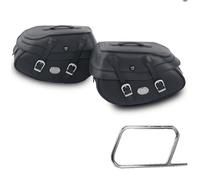 Alforjas de cuero Buffalo Big negras para porta alforjas, juego (izquierda +