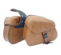 Alforjas laterales de piel sintética con elementos de diseño vintage compatibles con estructuras comunes de marco de motocicleta y bicicleta eléctrica (marrón)