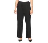 Alfred Dunner Pantalones Casuales de Pierna Recta de Longitud Regular de Sarga Suave para Mujer Talla Grande, Negro, 16 Plus
