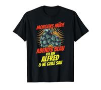 Alfred Nombre Diciendo Divertido Alfred Cumpleaños Camiseta gráfica económica, Hombre, Negro, XL