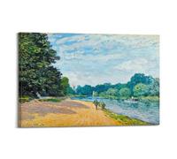 Alfred Sisley-La Tamise Avec Hampton Iglesia Pintor Obra maestra Póster Arte Pared Pergamino Lienzo Pintura Cuadro Cuadro Decoración Hogar 60 x 90 cm