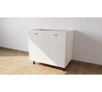 Alfredo Calandrelli Base para fregadero de apoyo con 2 puertas, 90x55x72 cm, patas 10 cm, gris blanco, lavabo 90