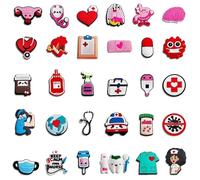Alfven Adornos para zapatos de enfermera, 30 piezas de adornos para zapatos, pins médicos, adornos de PVC para zapatos de enfermera para niñas, niños y adultos